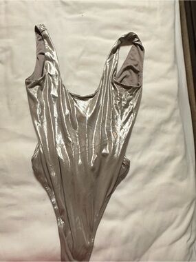 superdown Metallic Silver nadia Bodysuit